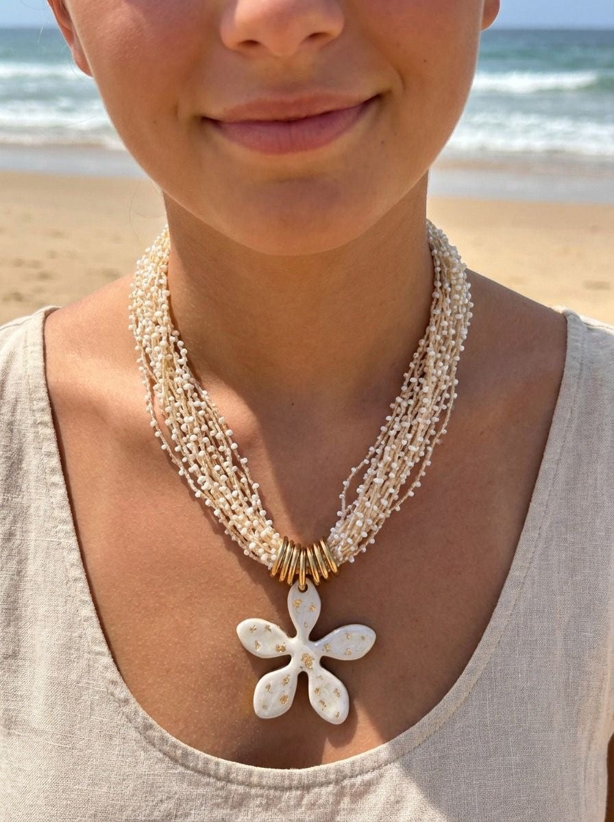 Collier fleur PERLE