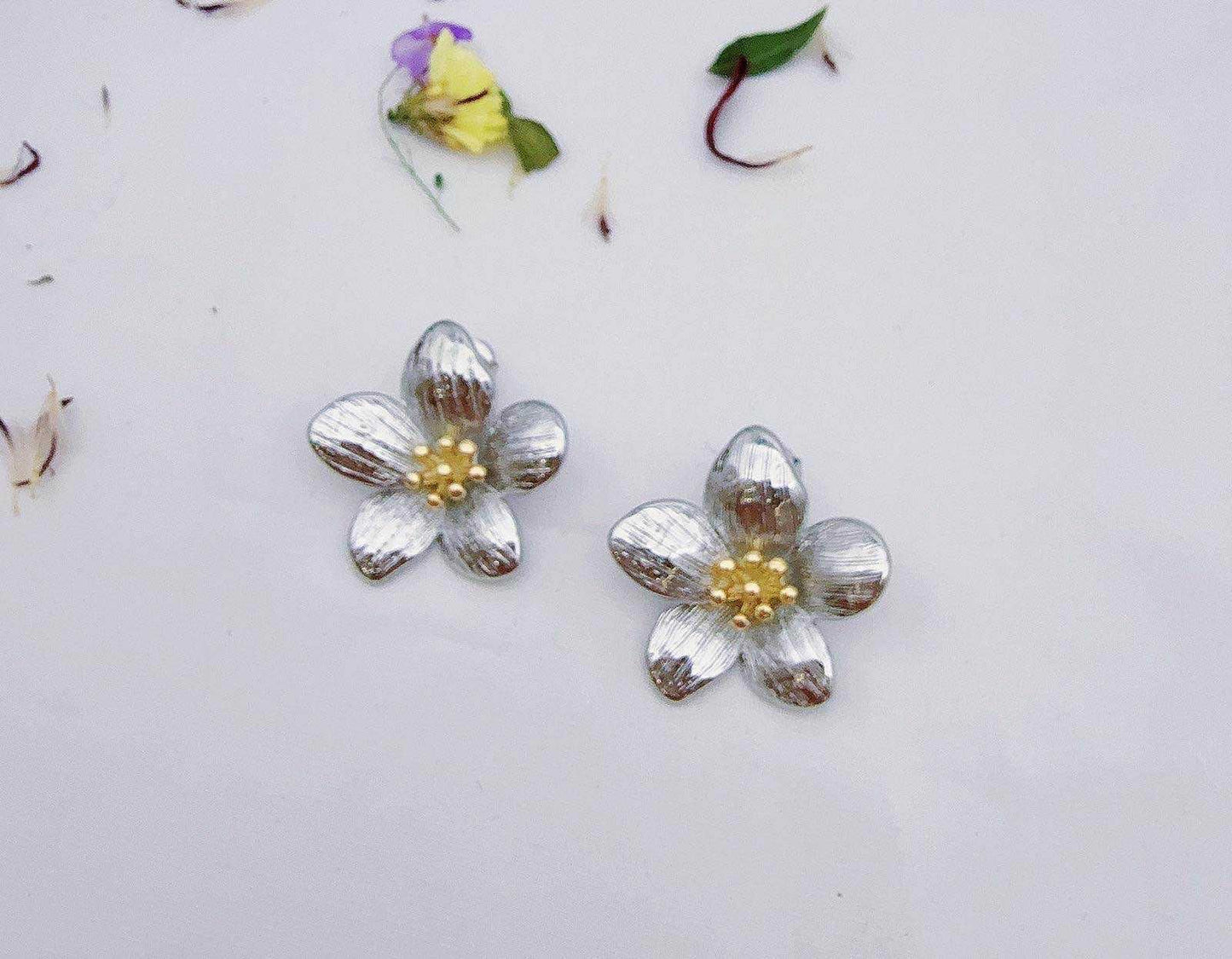 Boucle D’OREILLE FLEUR BI COLOR