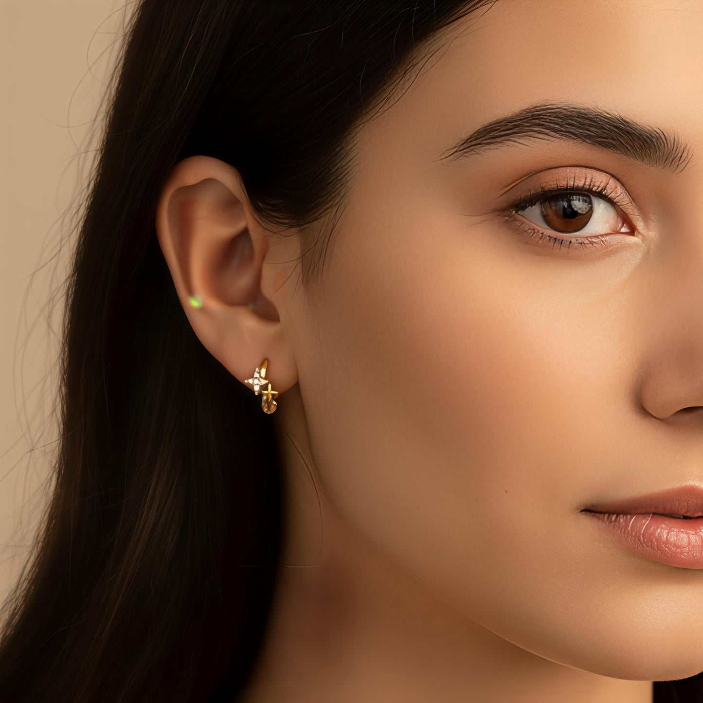 Boucle d’oreille créole étoile mini