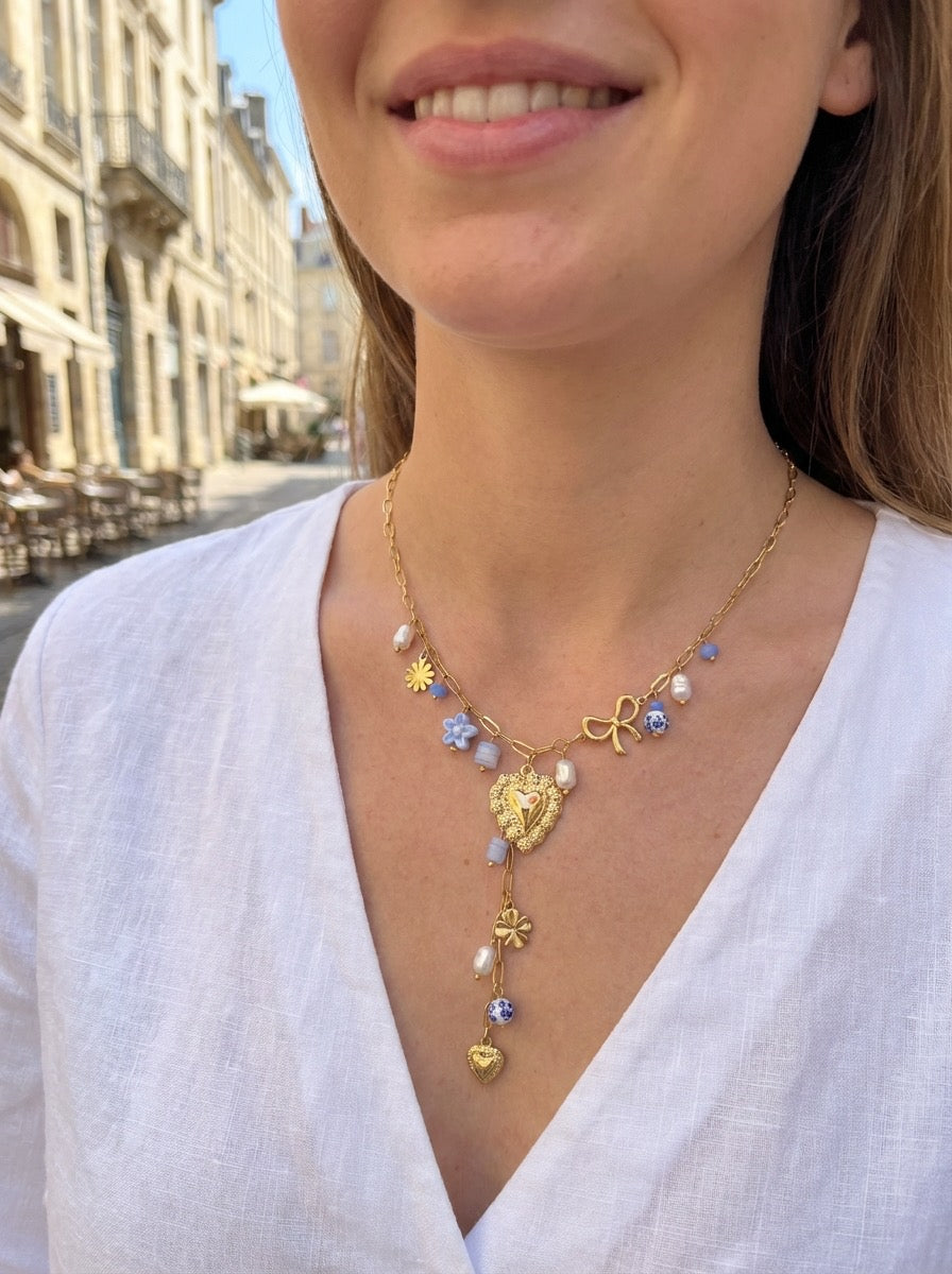 Collier Y CŒUR BLUE