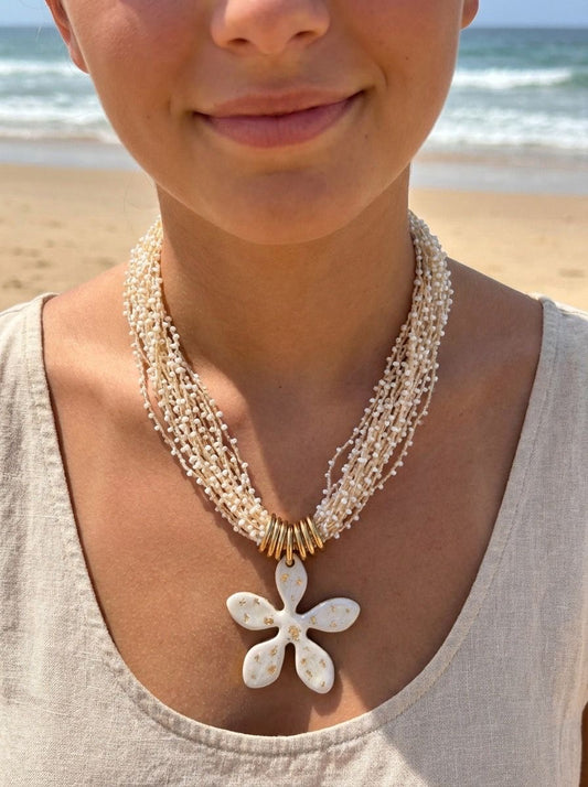Collier fleur PERLE