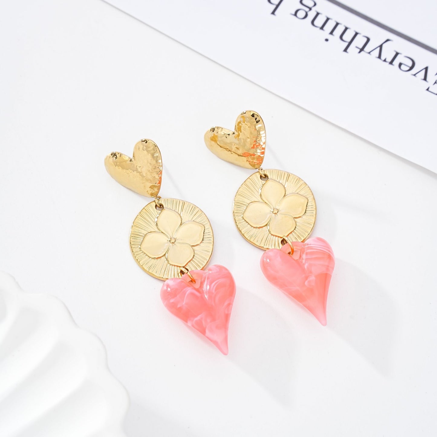 Boucle D’OREILLE cœur FLEUR dispo plusieurs couleurs