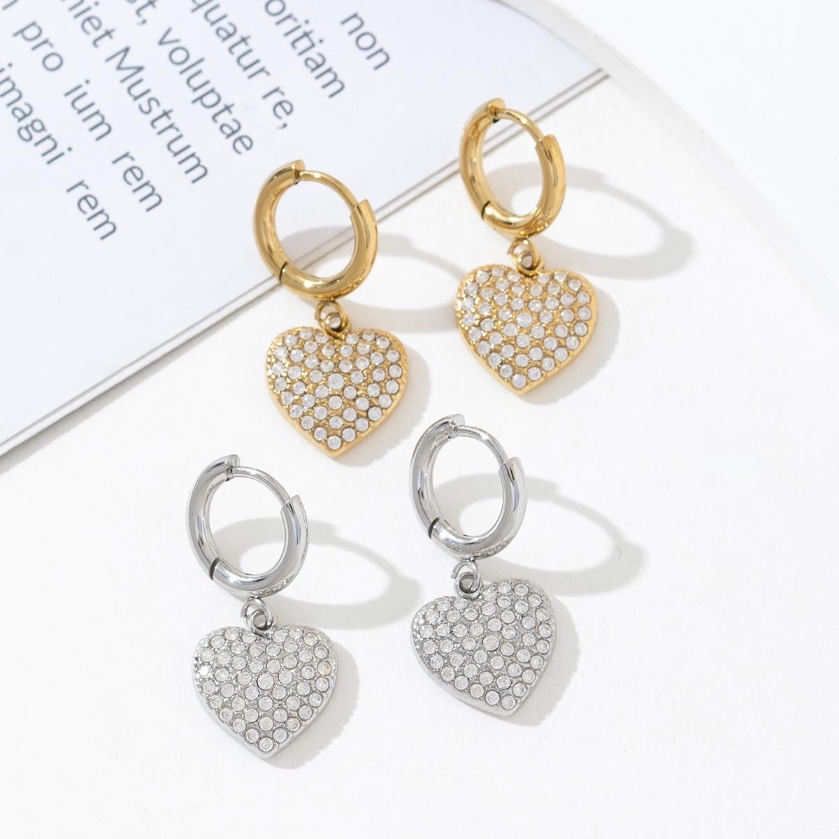 Boucle d’oreille MINI CRÉOLE CŒUR STRASS