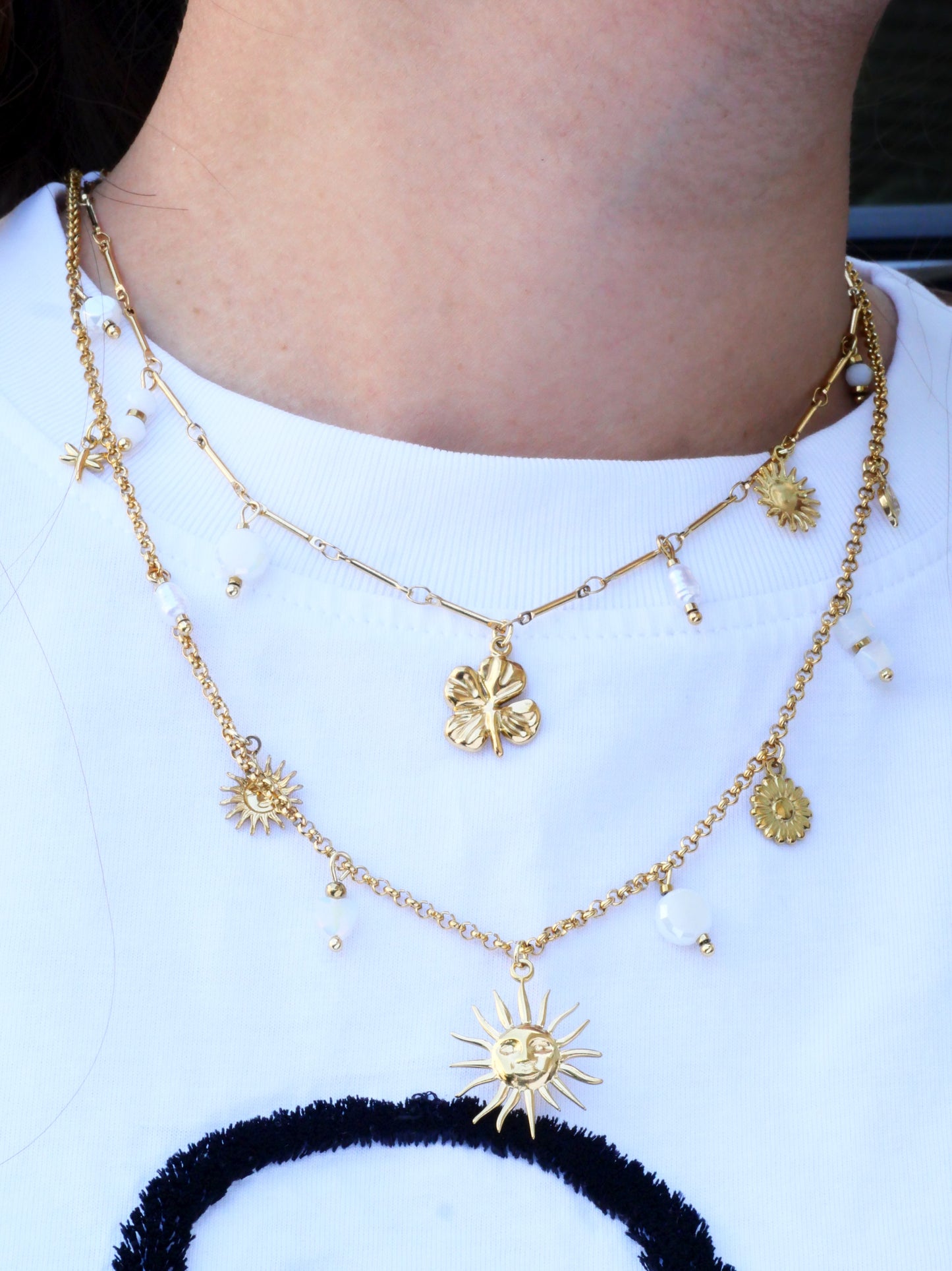 Collier breloque double LUSA