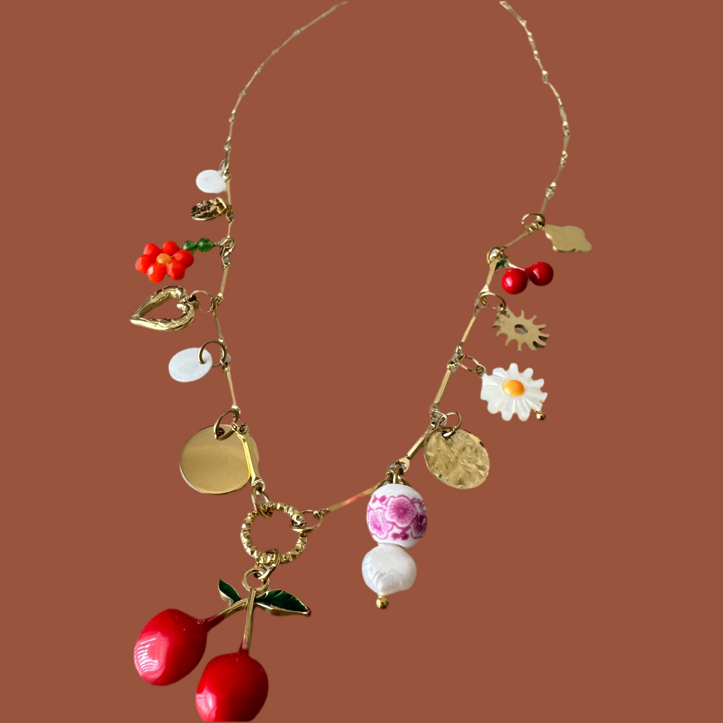 Collier MI LONG CERISE