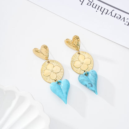 Boucle D’OREILLE cœur FLEUR dispo plusieurs couleurs