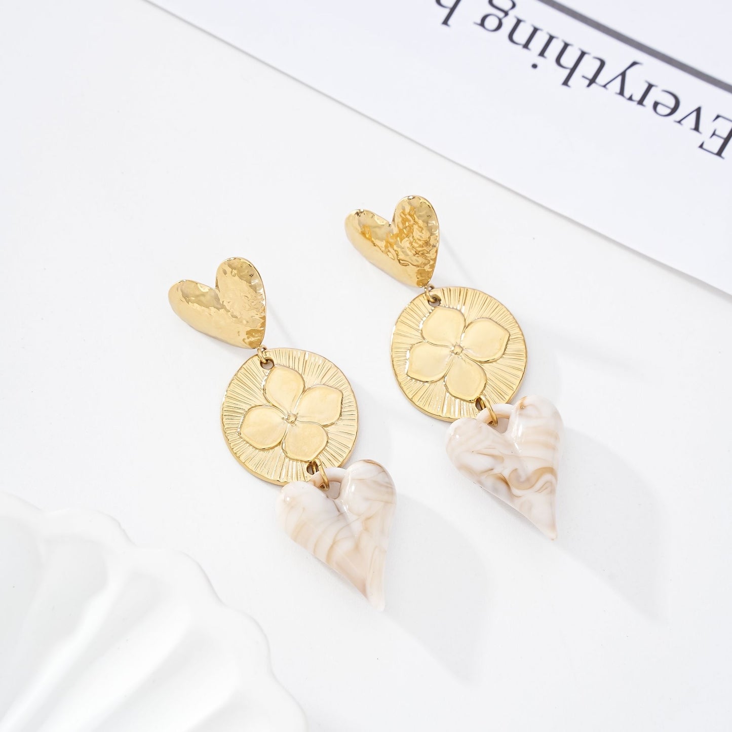 Boucle D’OREILLE cœur FLEUR dispo plusieurs couleurs
