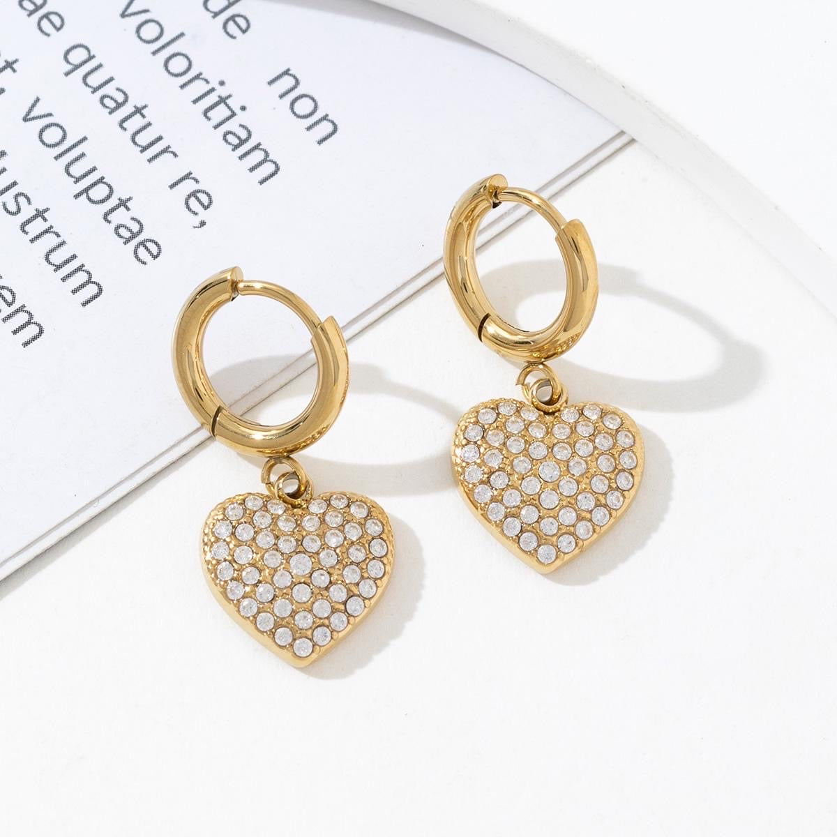 Boucle d’oreille MINI CRÉOLE CŒUR STRASS