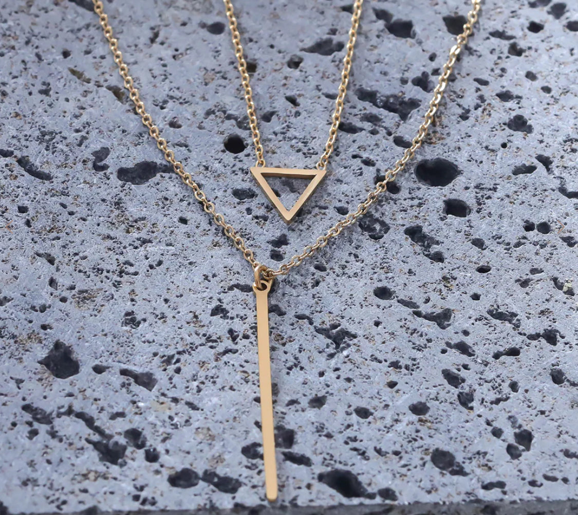 Collier DOUBLE CHAÎNE TRIANGLE