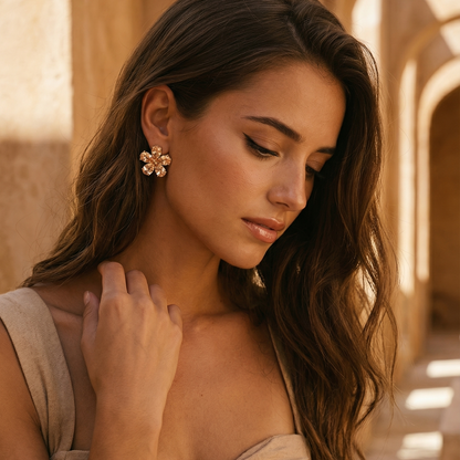 Boucle d’oreille FLEUR STRASS