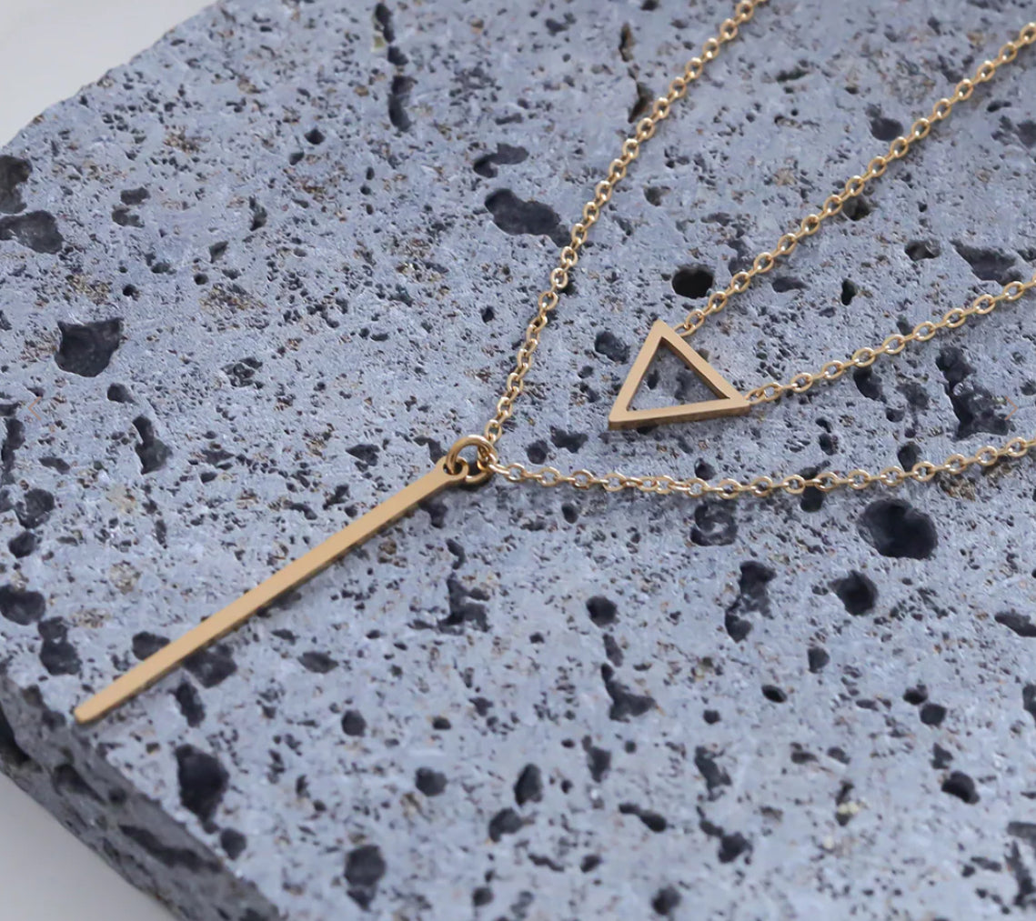 Collier DOUBLE CHAÎNE TRIANGLE