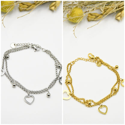 Bracelet double CŒUR INA