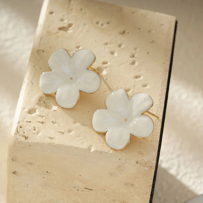 Boucle d’oreille Puce FLEUR BLANCHE