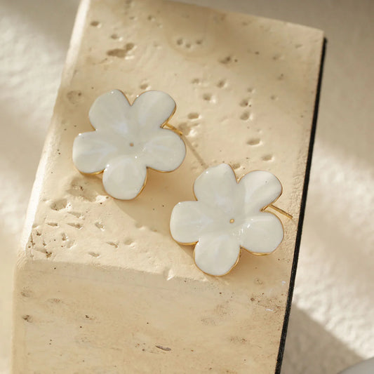 Boucle d’oreille Puce FLEUR BLANCHE