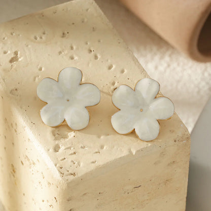 Boucle d’oreille Puce FLEUR BLANCHE