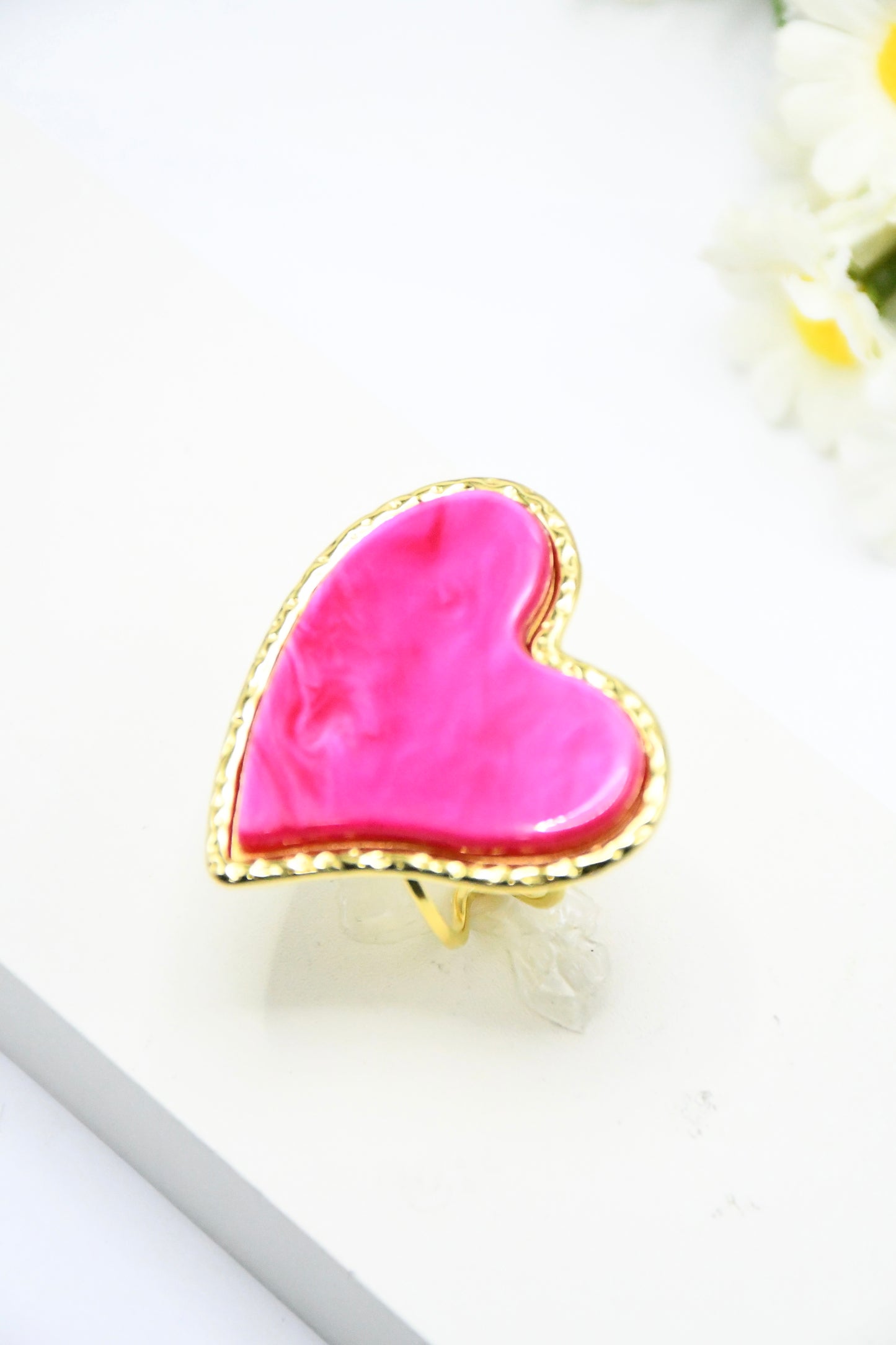 BAGUE  CŒUR ROSE