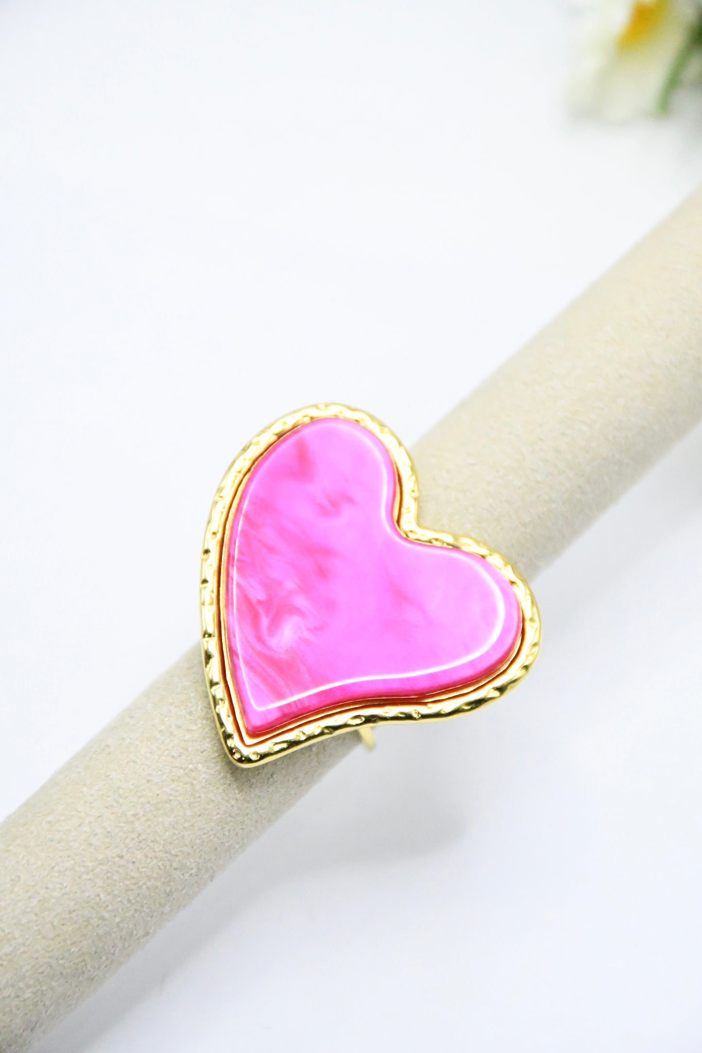 BAGUE  CŒUR ROSE