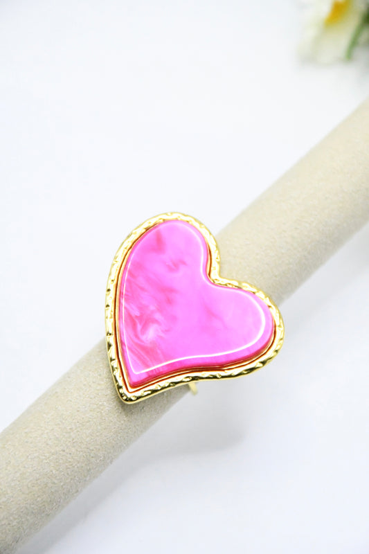 BAGUE  CŒUR ROSE