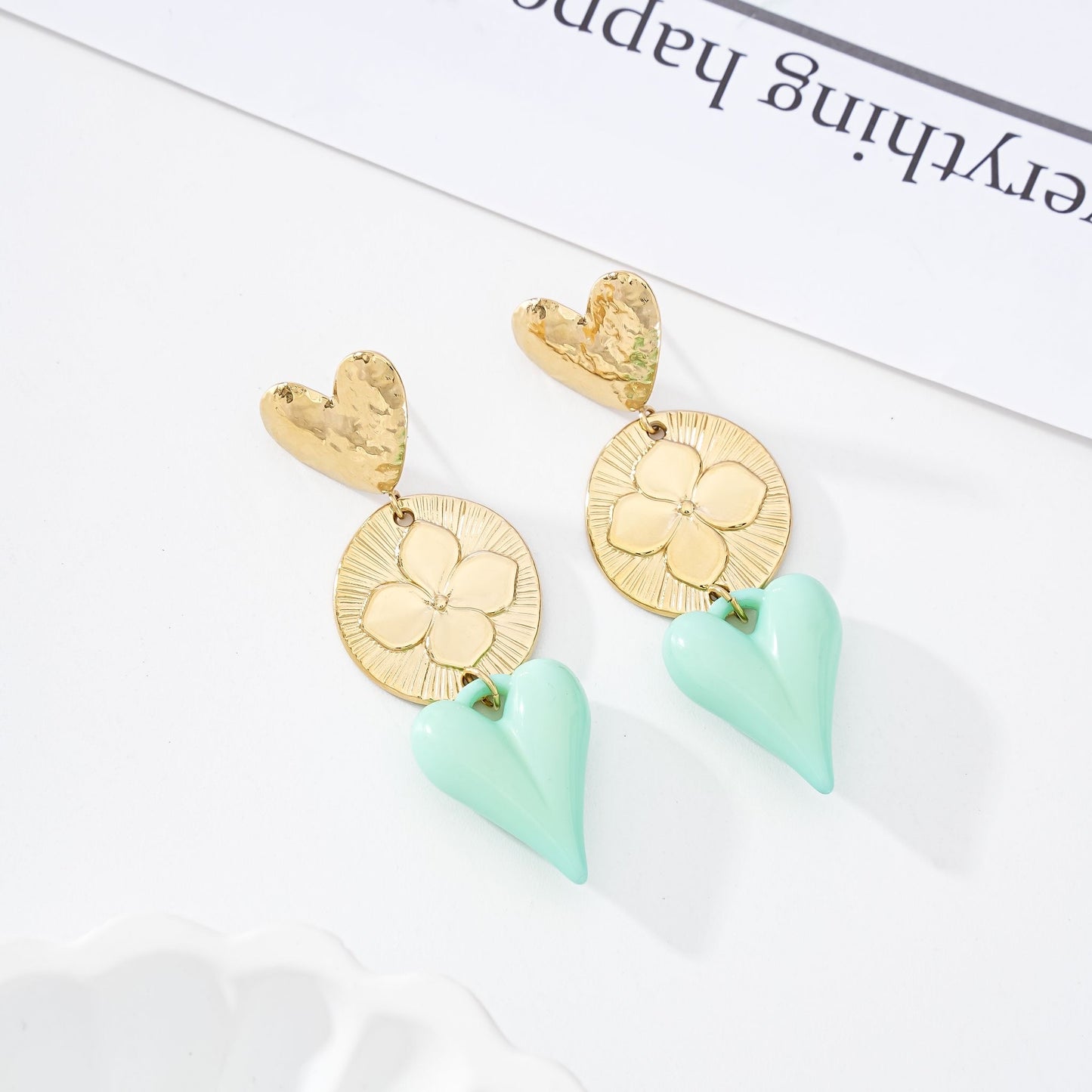 Boucle D’OREILLE cœur FLEUR dispo plusieurs couleurs