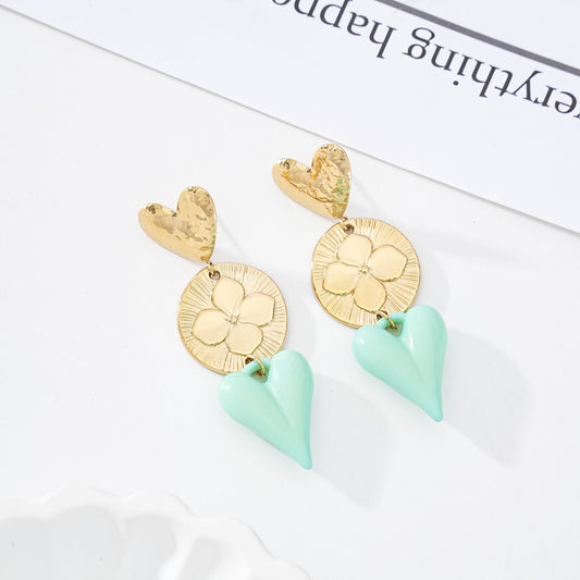 Boucle D’OREILLE cœur FLEUR dispo plusieurs couleurs