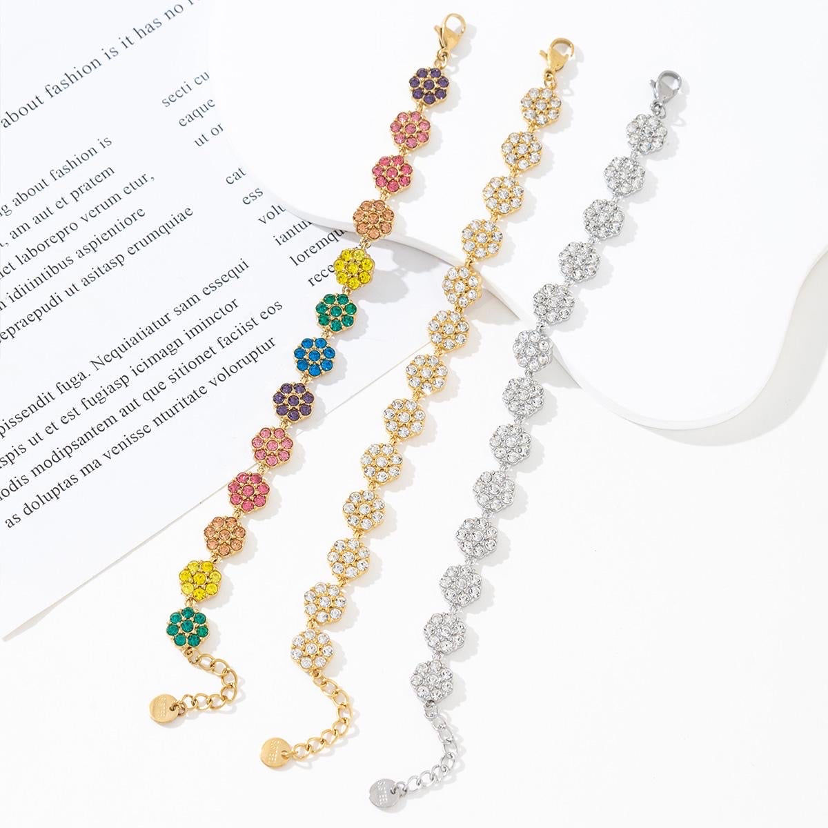 Bracelet strass fleur