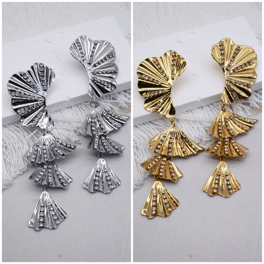 Boucle d’oreille FEUILLE STRASS