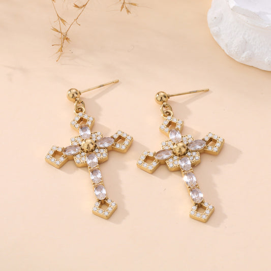 Boucle d’oreille CROIX STRASS