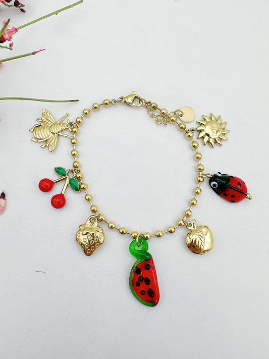 Bracelet breloque pastèque